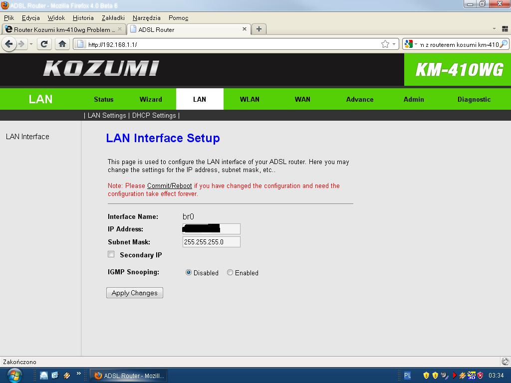 Router Kozumi km410wg Problem z WiFi elektroda.pl