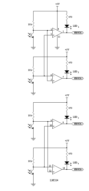 Jak dodać 4 czujniki światła do robota z Attiny2313 i L293D?