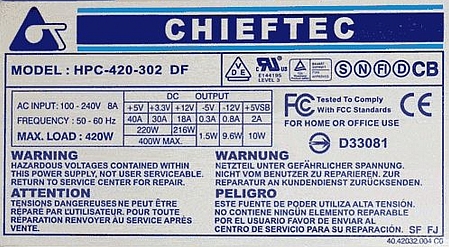 Chieftec HPC-420 - wartości rezystorów R12 i R3-1 oraz zamiennik 11N60C3 MOSFET