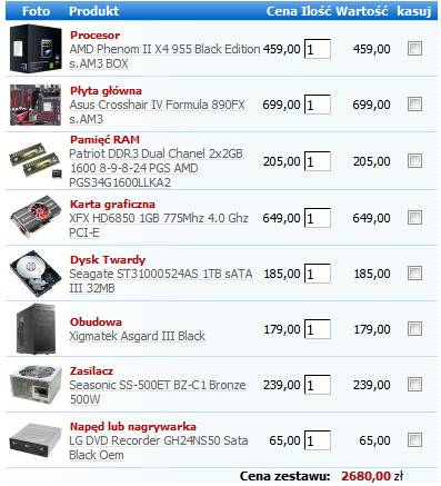 Zestaw komputerowy do 2500 zł - AMD Phenom II X4 955, Sapphire HD 6850, Arest