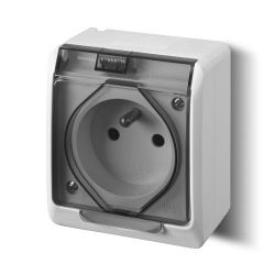 Hermetyczne gniazdo elektryczne z klapką ochronną