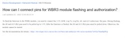 Screenshot of documentation section about connecting pins for WBR3 module.