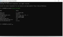 Okno Windows PowerShell pokazujące wersję 5.1.26100.6584 przy użyciu polecenia $PSVersionTable