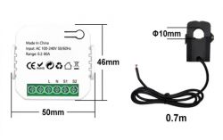 Current meter with dimensions labeled and measurement cable