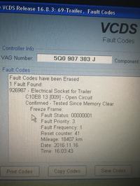 Seat Leon 5F - Komunikat o kierunkowskazach przyczepy po montażu haka