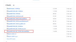 A list of downloadable files for the OpenBK7231N project, with two irRemoteESP-related files highlighted.