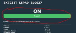 Screenshot of a web page showing a large green button labeled “Toggle 0” with “ON” above it, circled in red.