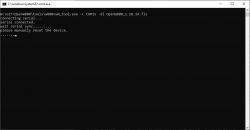 Screenshot of CMD console showing a device flashing process for W801.