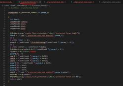 Source code in C with the sf_protected_format function with syntax highlighting.