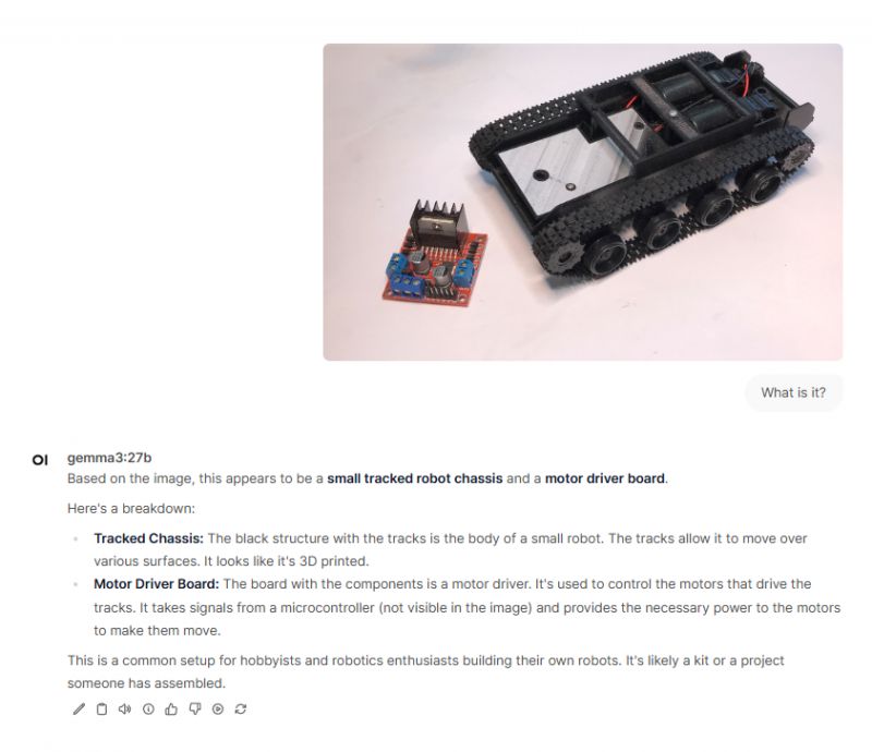 Tracked Robot Chassis and Motor Driver The image shows a small tracked robot chassis and a motor driver board.