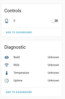 Diagnostic Panel with Unknown Values Control and diagnostic panel of a smart plug with Unknown values.