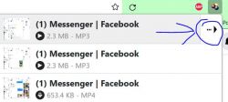 Lista plików do pobrania z Messengera na Facebooku w przeglądarce Firefox.