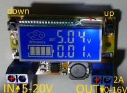 Test przetwornicy DC/DC buck 2A z regulacją oraz wyświetlaczem napięcia i prądu