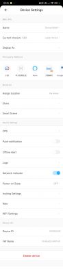 Device Settings in the eWelink App Screenshot of the device settings in the eWelink app.