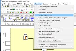 Menu Controller z opcją Write to the controller zaznaczoną w programie M3 soft
