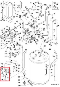 Schematic of the installation with the charging pump highlighted.
