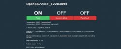 OpenBK7231T system user interface displaying temperature and status information.