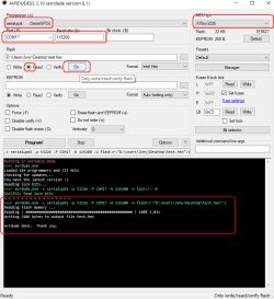 Okno AVRDUDESS z ustawieniami odczytu pamięci flash mikrokontrolera ATtiny3226 przez COM17