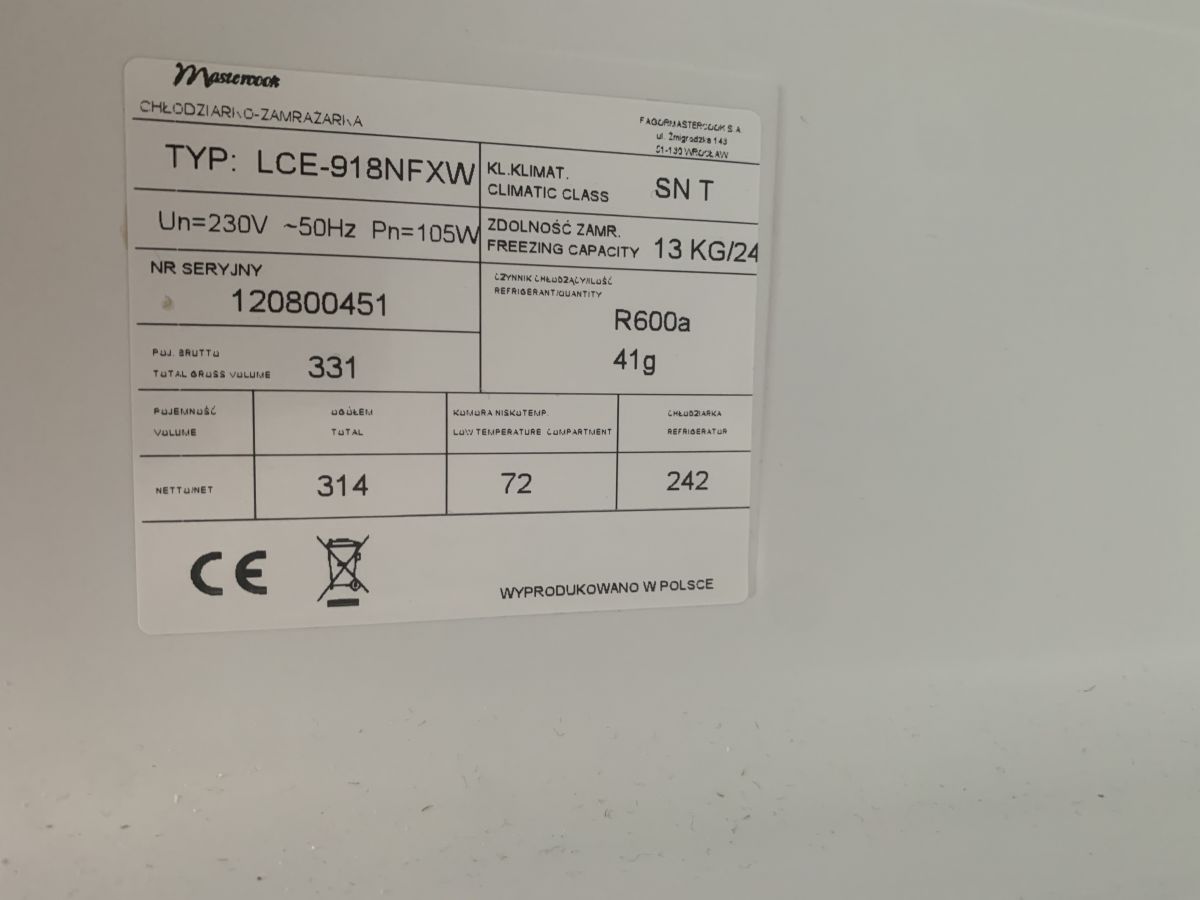 Mastercook LCE-918NFXW - Nie chłodzi, nie działa wyświetlacz