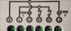 Electrical Wiring Diagram for Switch Electrical wiring diagram with labels for wires and lamps.
