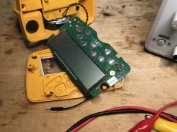 Close-up of disassembled electronics of a Garrett Ace 250 metal detector, showing the PCB.