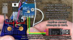 Close-up of a manually configured setup with a 3.3V LDO, a Wi-Fi module, and a USB to TTL converter with clearly labeled connections.