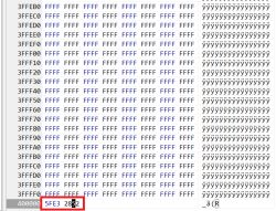 Hex editor screenshot showing flash memory end and CRC value 5FE3 2852