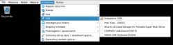 Menu VirtualBoxa z otwartą listą urządzeń USB do podłączenia do maszyny wirtualnej