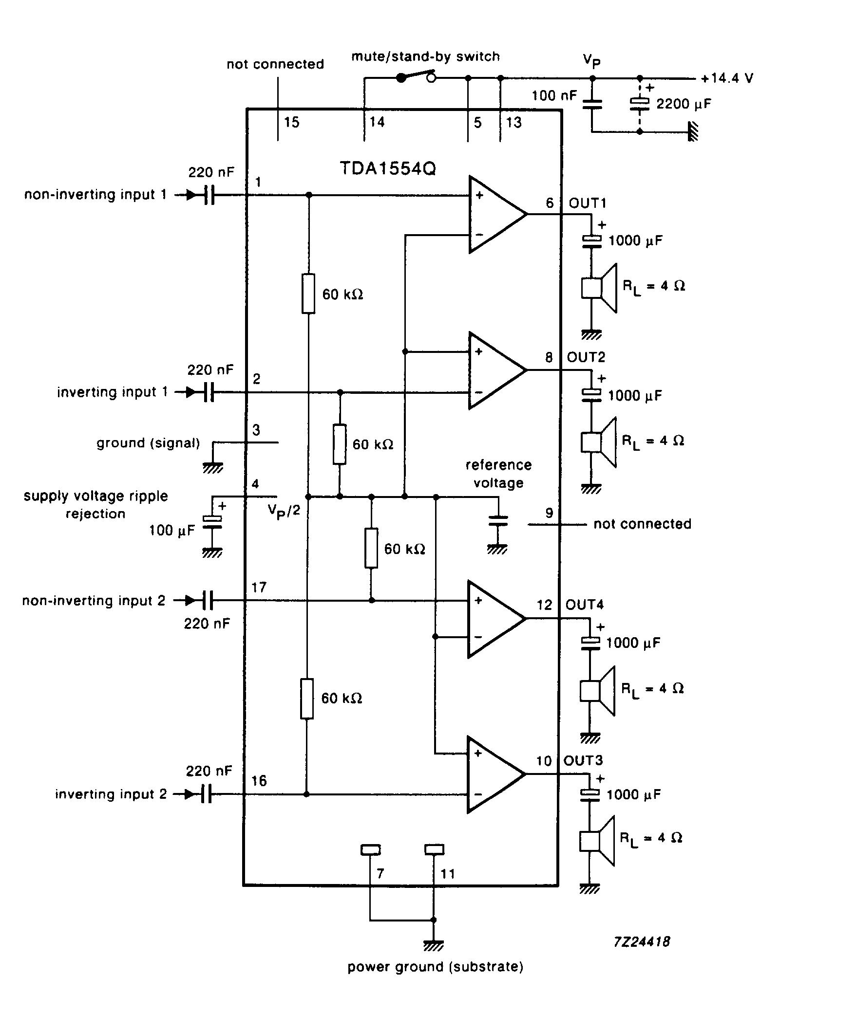 Квадро схема. Усилитель на тда 1555q. Тда 8563 схема усилителя. Микросхема tda1554q схема включения. Схема усилителя мощности 2.1.