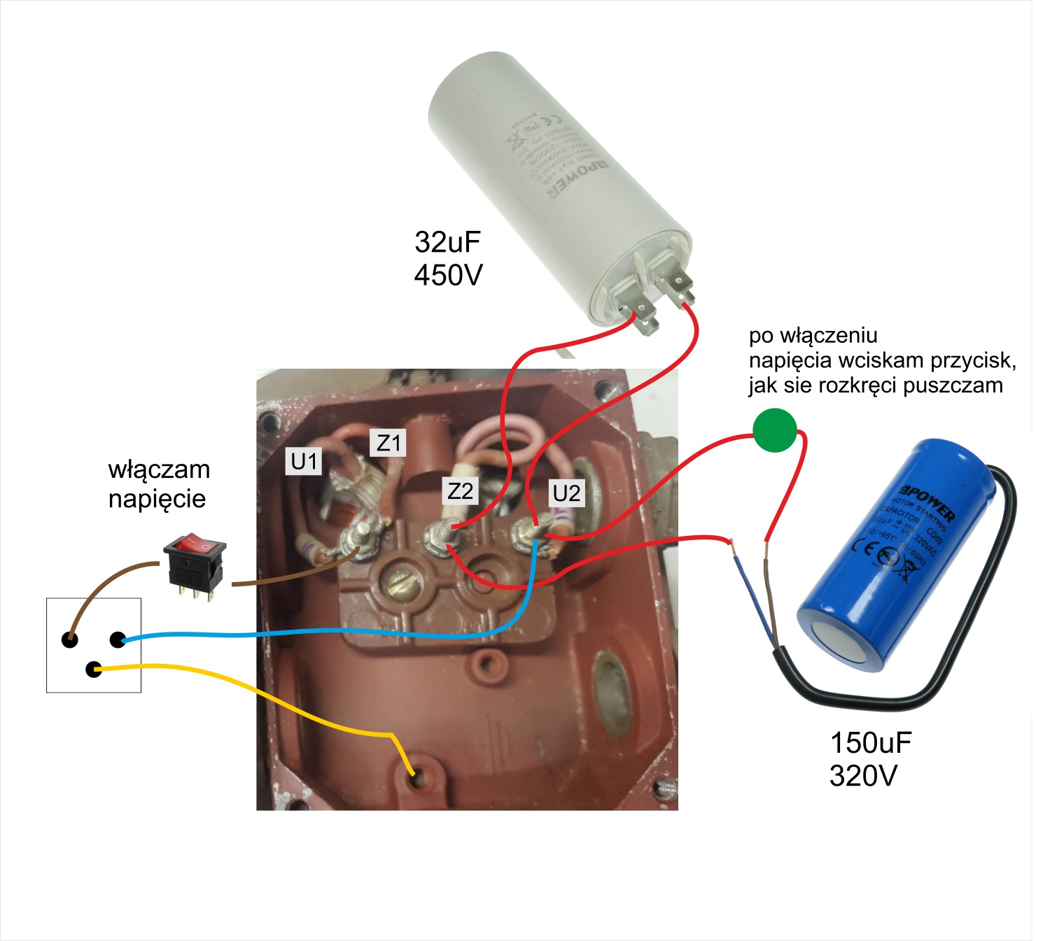 W Silnikach Elektrycznych Stosuje Się A/b Silnik jednofazowy podlaczenie - - elektroda.pl