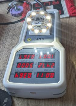 Illuminated LED circuit board on a measuring device.