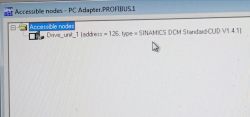 Lista węzłów w Starterze – wykryto napęd SINAMICS DCM o adresie 126