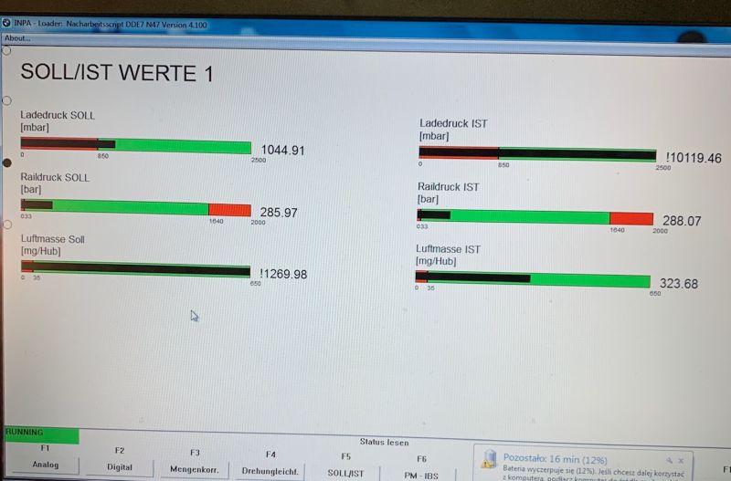 BMW E87 123d - Błąd 42F2 (Changeover rail-pressure control MeUn) w DDE brak pomy