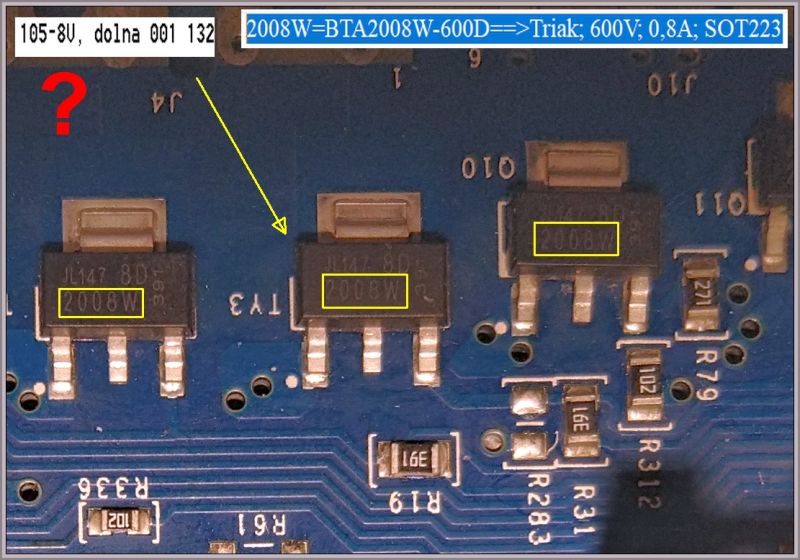 Electrolux EW7F348SP błąd E66 – identyfikacja elementu Q10 (105-8V 001 132) na module