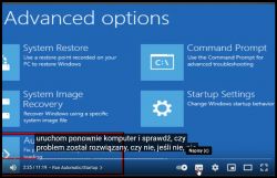 Zrzut ekranu opcji rozruchu systemu Windows w trybie naprawy.