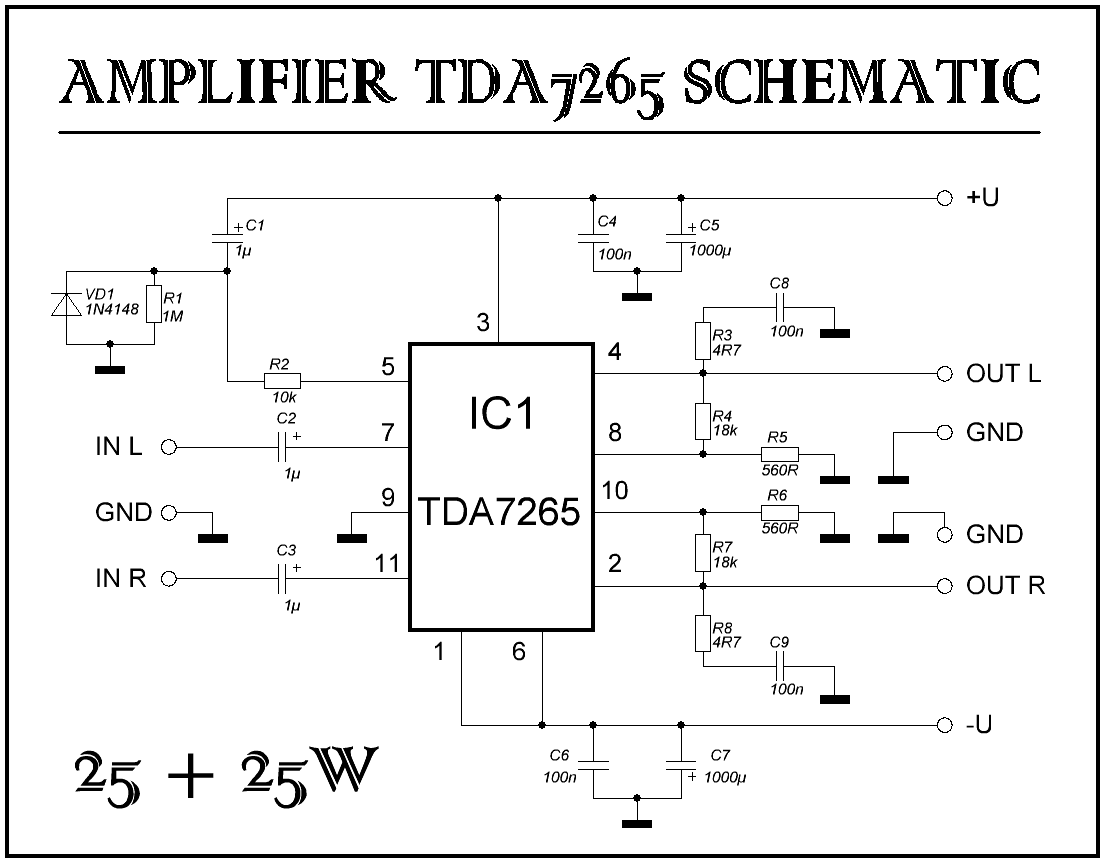 Tda7265 схема усилителя