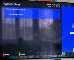 Ekran dekodera pokazujący Tuner A: rs6060 (DVB-S2X) - nie skonfigurowano