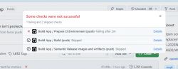 Screenshot of GitHub Actions showing a failed build for a project.