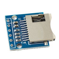 SD card reader module with a blue board and metal slot.