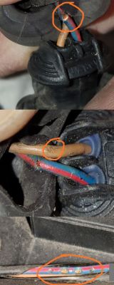 Opel Astra Z16XE - Uszkodzona izolacja przewodu czujnika temperatury cieczy chło