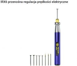 Przenośne elektryczne narzędzie IRX6 z różnymi końcówkami.