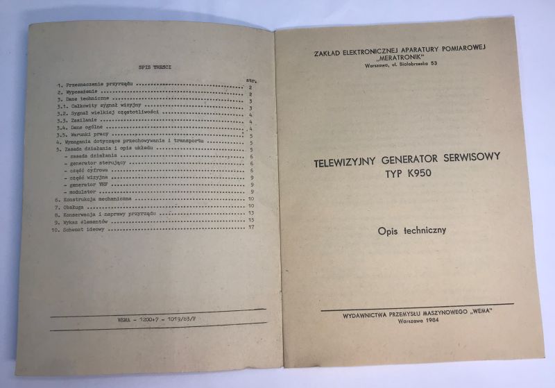 Retro unboxing – K950-type television test signal generator – 1985, interior, schematic diagram
