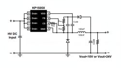 Circuit diagram with KP1505X IC and passive components