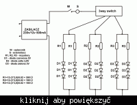 Jak zasilić 5 zielonych diod LED (3V) z zasilacza 12V?
