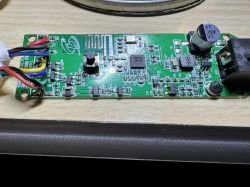 LED controller with connected wires on a desk