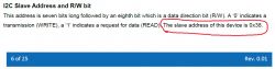 Slave Address in Technical Documentation Snippet of technical documentation with the Slave address 0x38 highlighted.