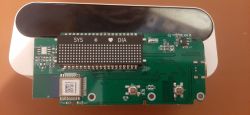 TUYA blood pressure monitor circuit board with electronic components and LED display.