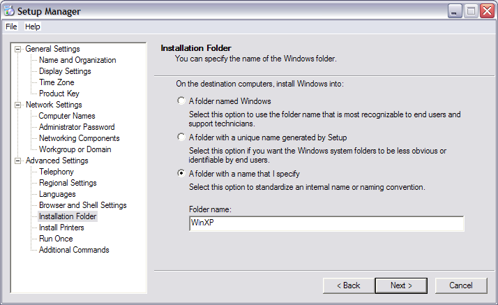 Instalacja XP - sprawa partycji, nazwy folderu Windows itp.