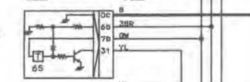 Fragment schematu elektrycznego, przedstawiający podłączenie przekaźnika z oznaczonymi pinami 0C, 6B, 7B i 31.