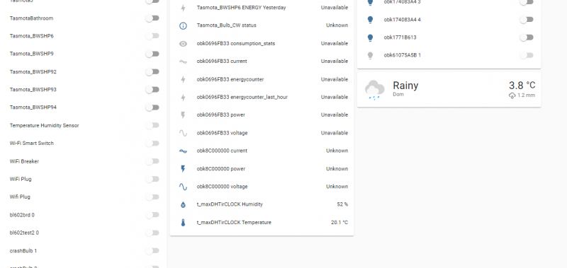 Device Management in Home Assistant Screenshot from the Home Assistant app showing a list of devices and their statuses.